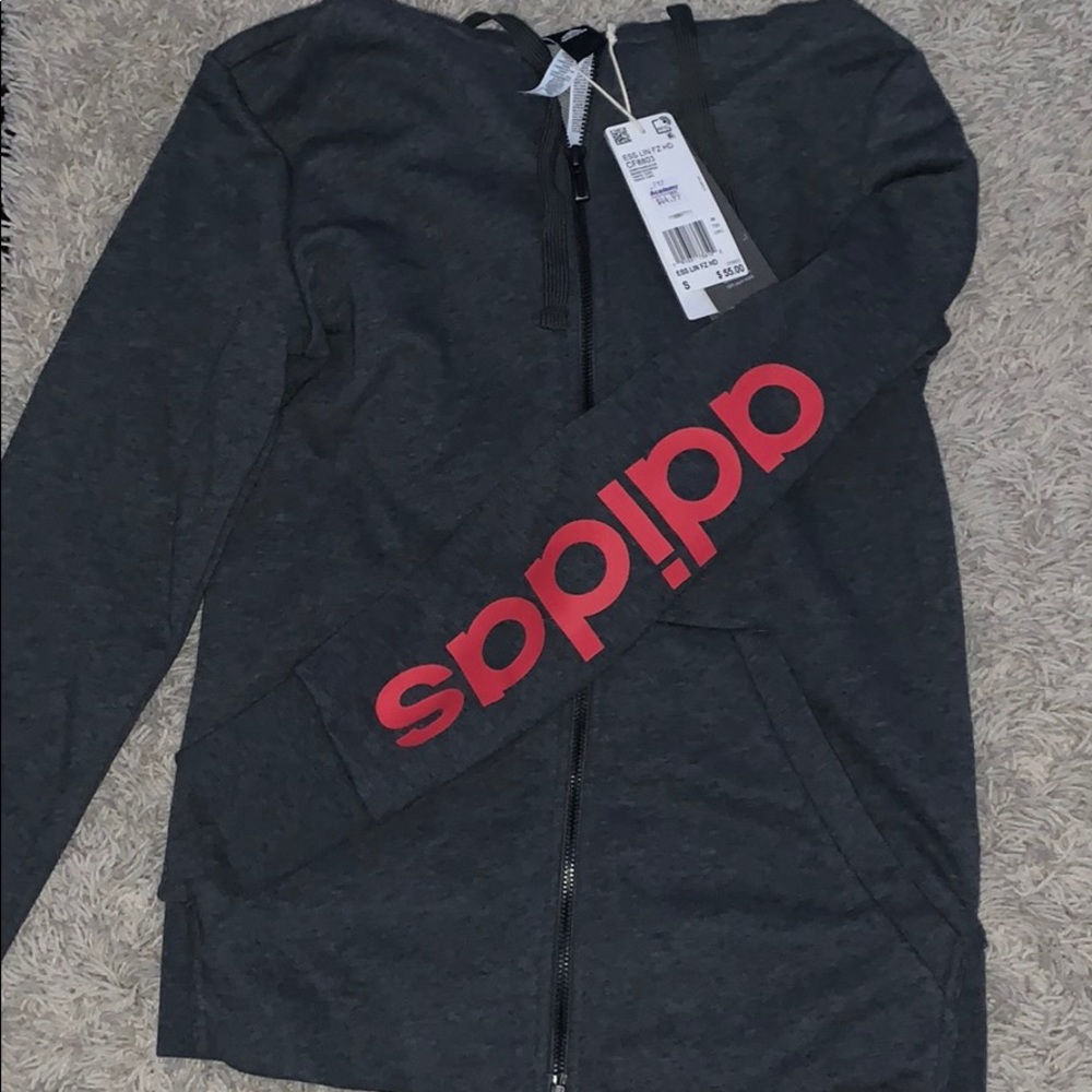 GREY ADIDAS ZIP UP SWEATER WOMENS